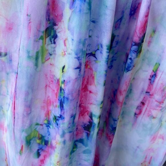 L'Atiste Pink Blue Tie Dye Strappy Low Cut Empire Waist Flowy Maxi Dress Small - Picture 4 of 8